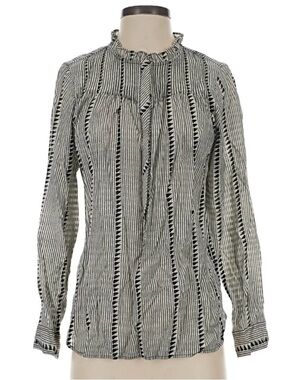 J.Crew Ruffle Neck Boho Shadow Striped Popover Top